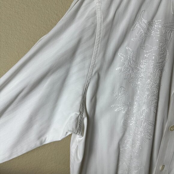 INDIGO PALMS Embroidered Front Button Down Style Shirt Size Large - Picture 5 of 12